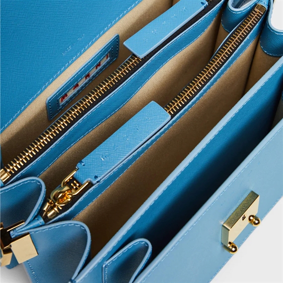 Marni Saffiano Medium Trunk Bag, Aqua Blue